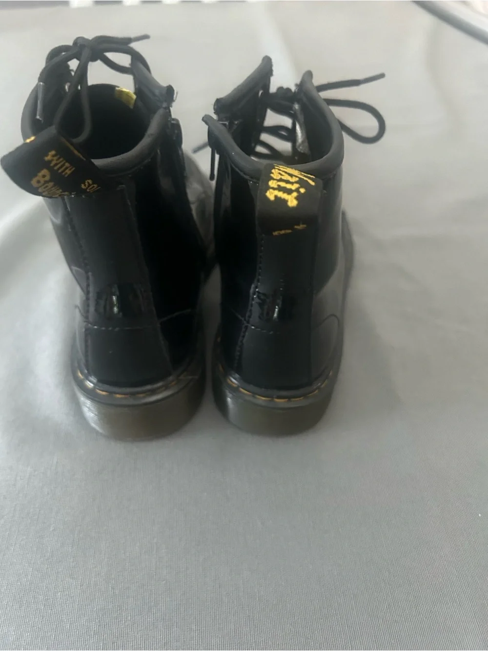 Dr Martens Black Patent Leather Lace-Up Kids Boots 1460J